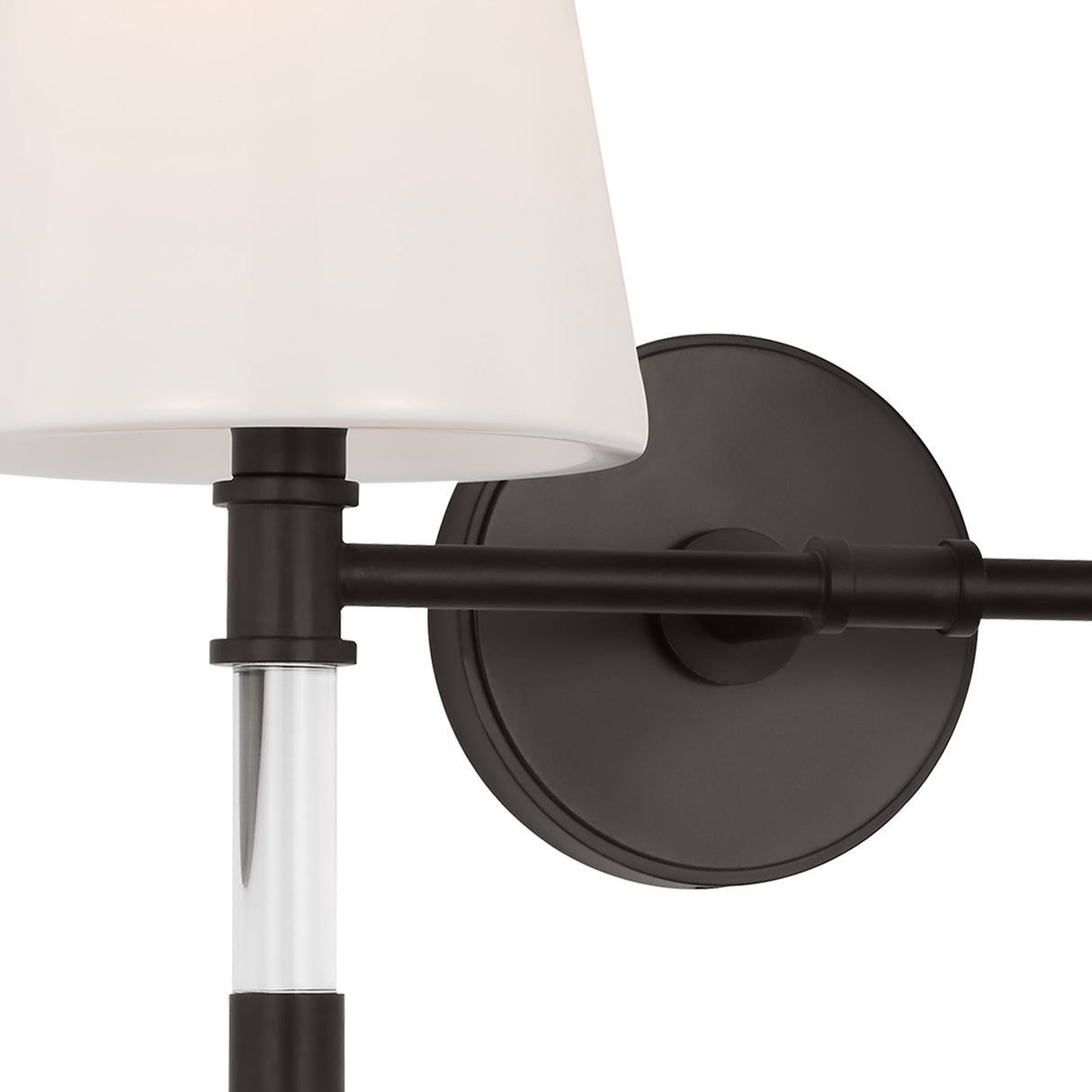 Audrey 2 Light Vanity, Aged Iron and Milk Glass