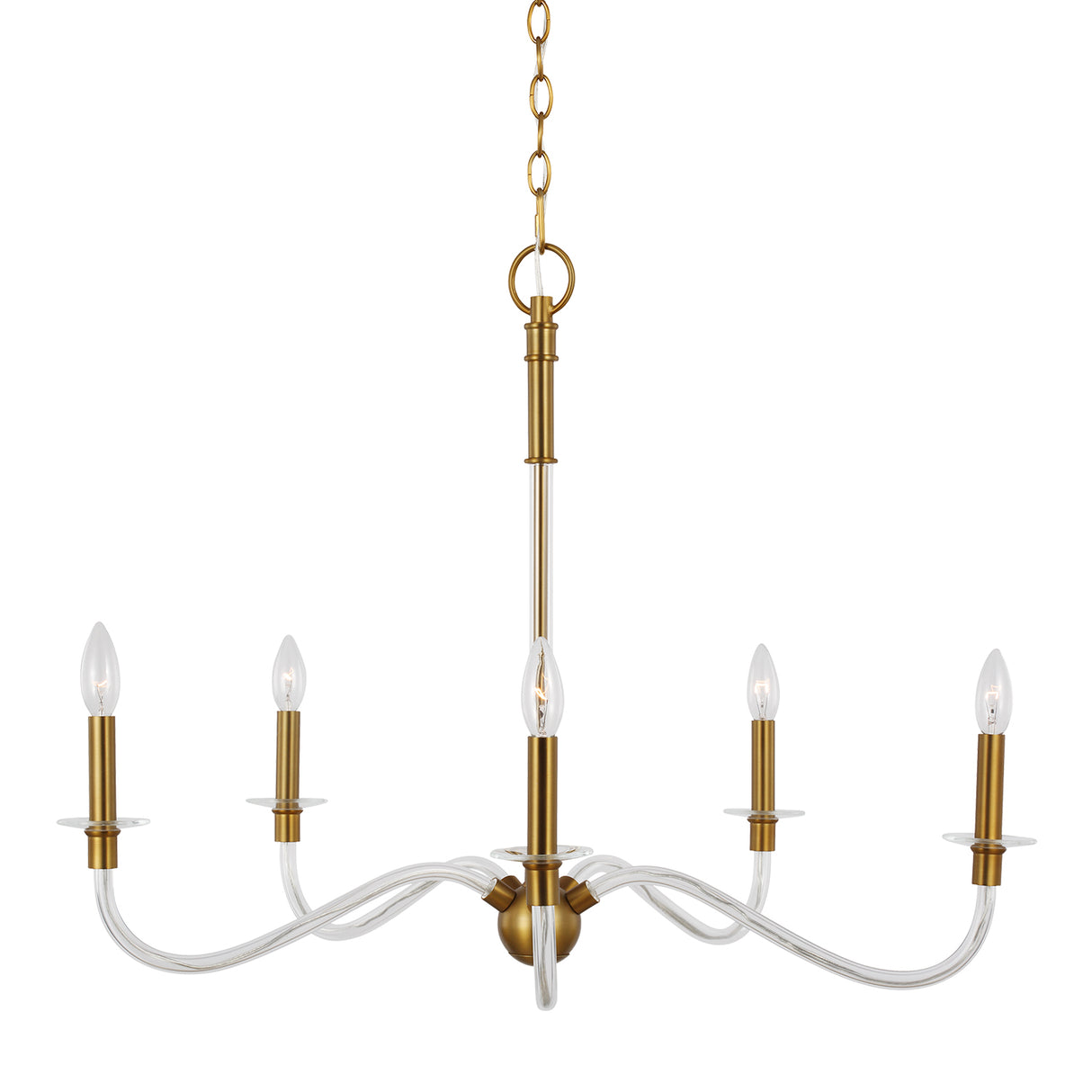 Audrey 5 Light Chandelier 32", Modern Brass