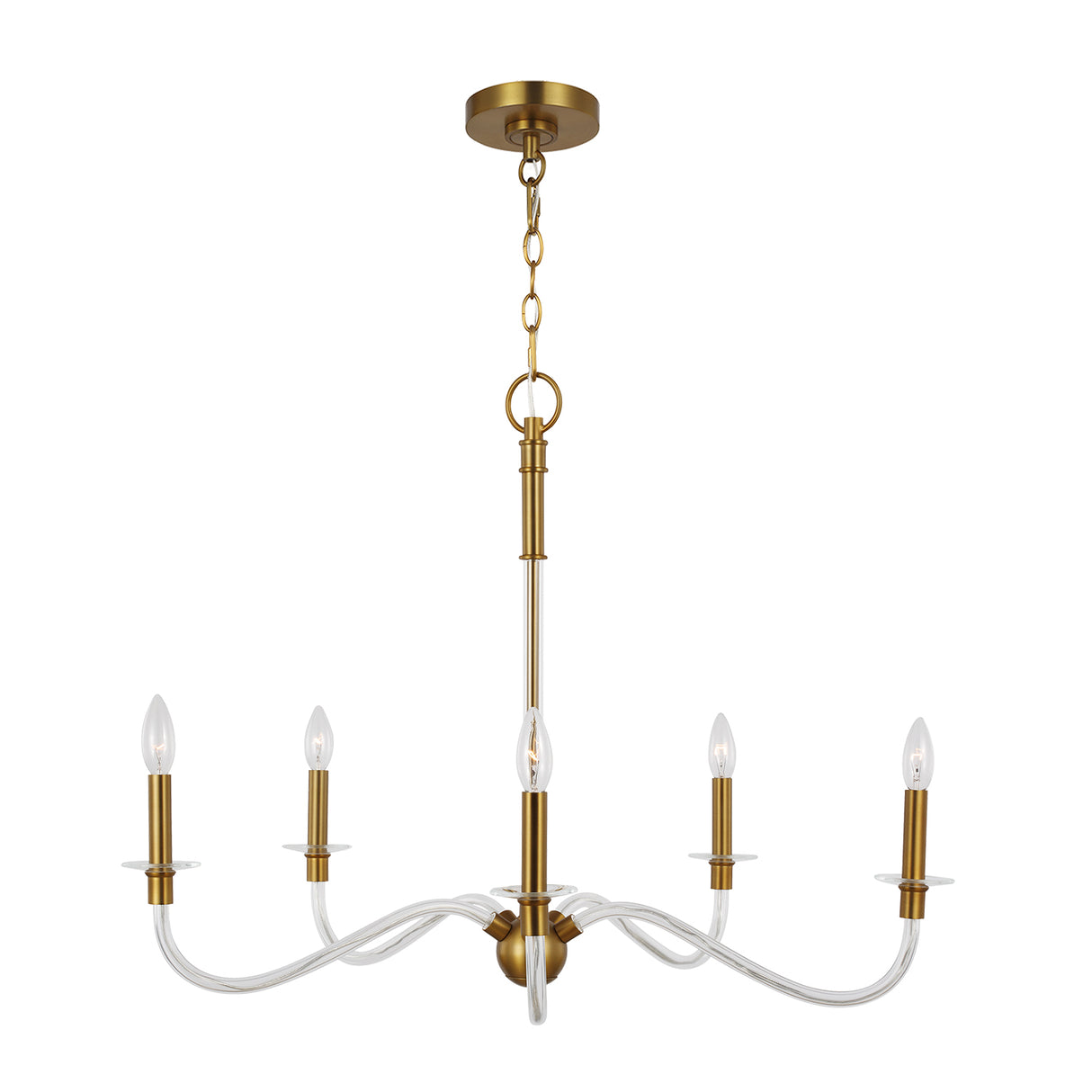 Audrey 5 Light Chandelier 32", Modern Brass