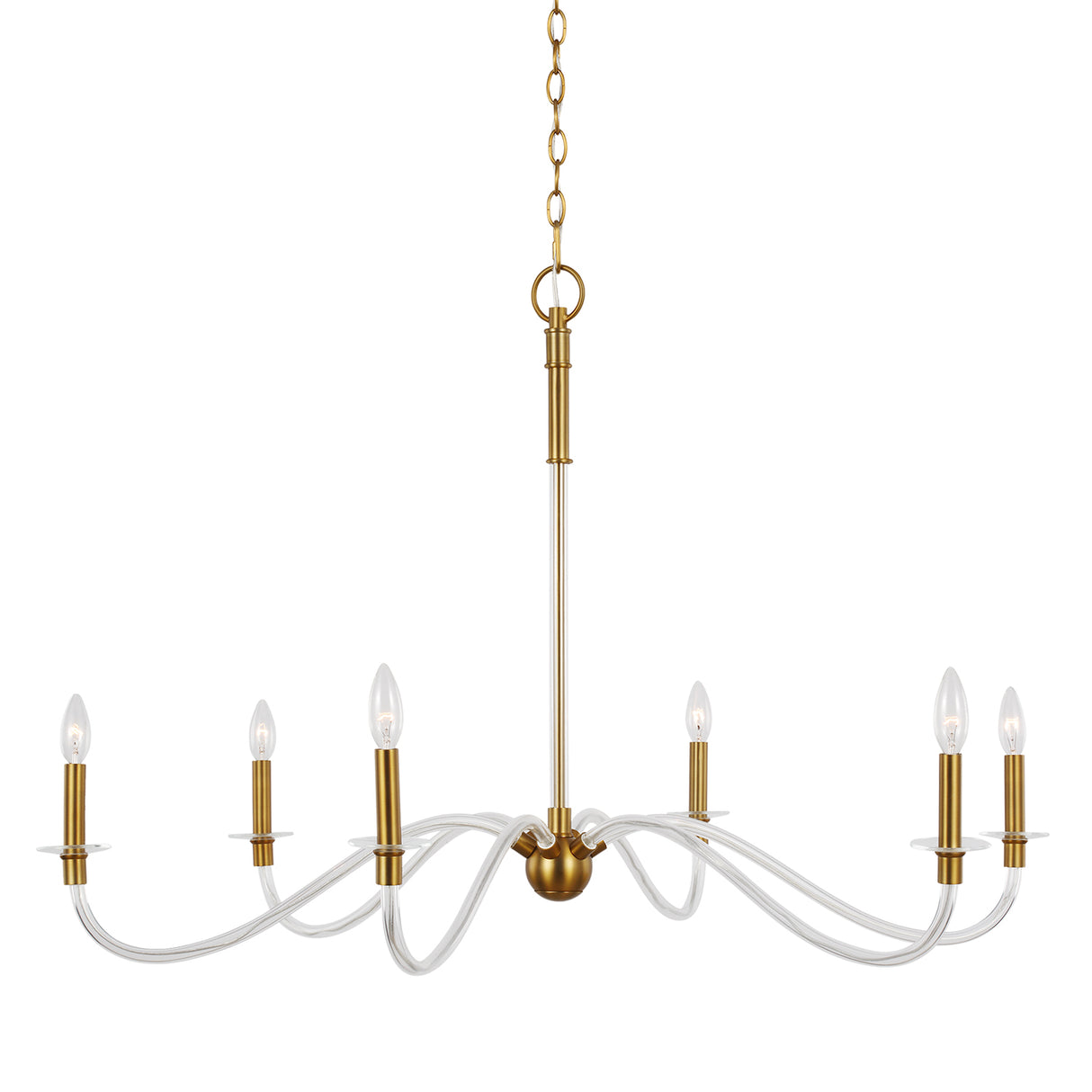 Audrey 6 Light Chandelier 42", Modern Brass