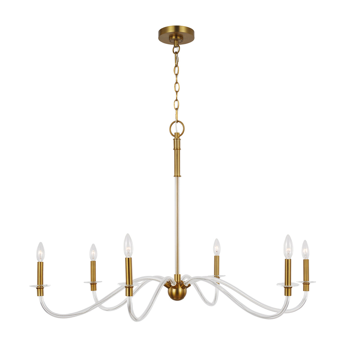 Audrey 6 Light Chandelier 42", Modern Brass