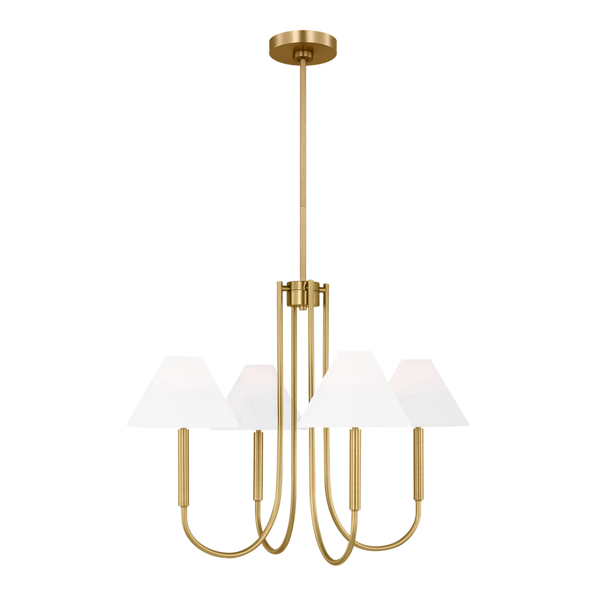 Hazelton 4 Light Chandelier 30", Satin Brass