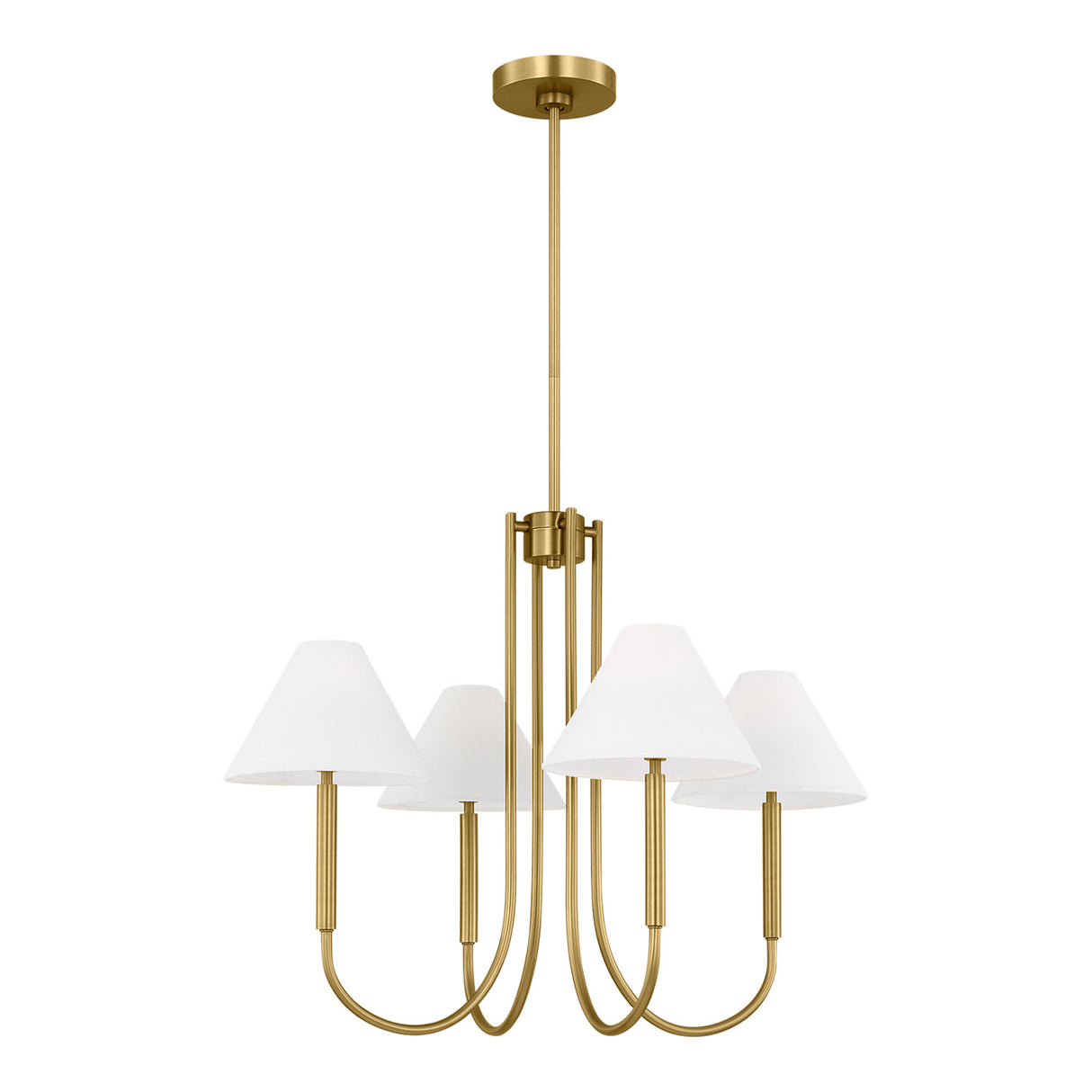 Hazelton 4 Light Chandelier 30", Satin Brass