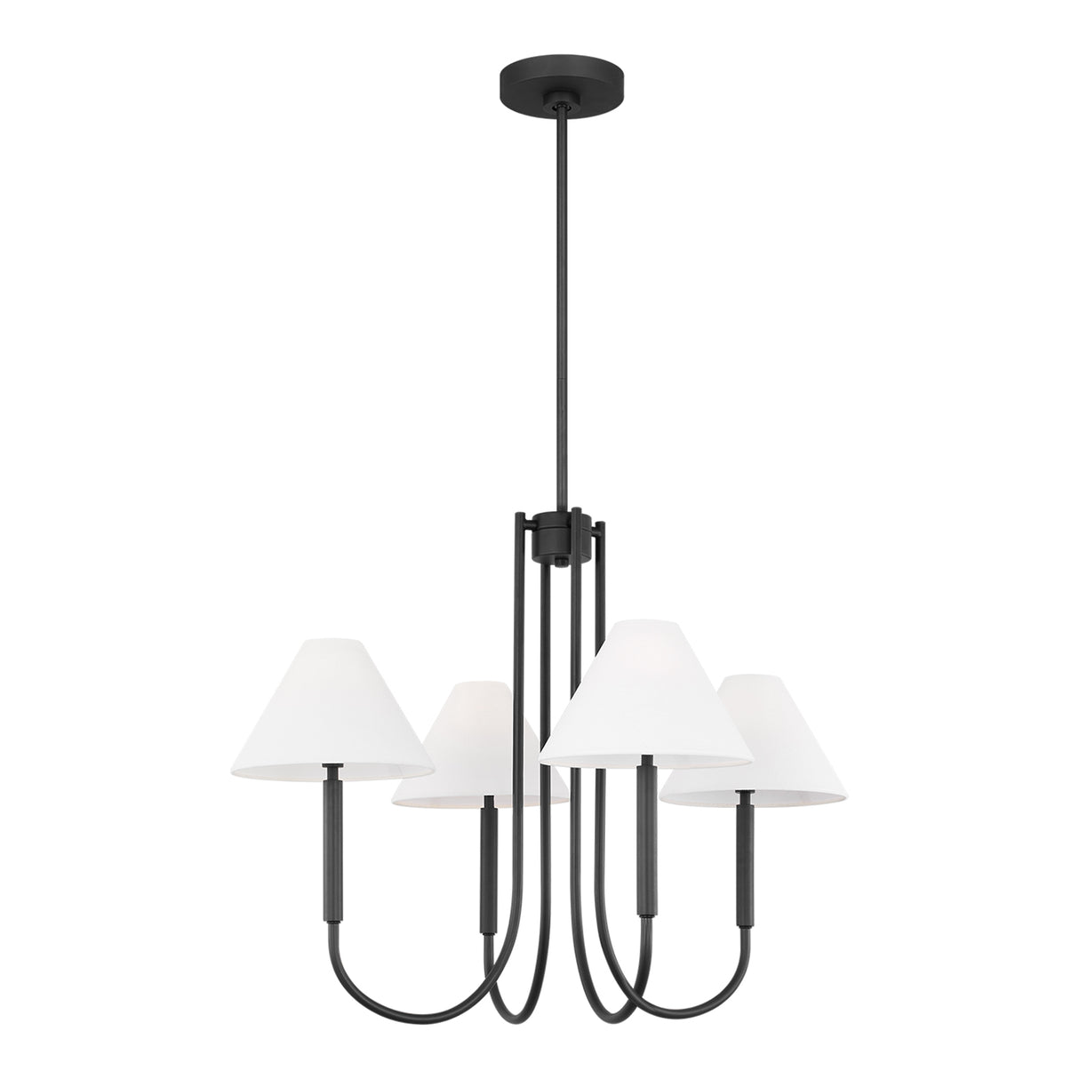 Hazelton 4 Light Chandelier 30", Matte Black