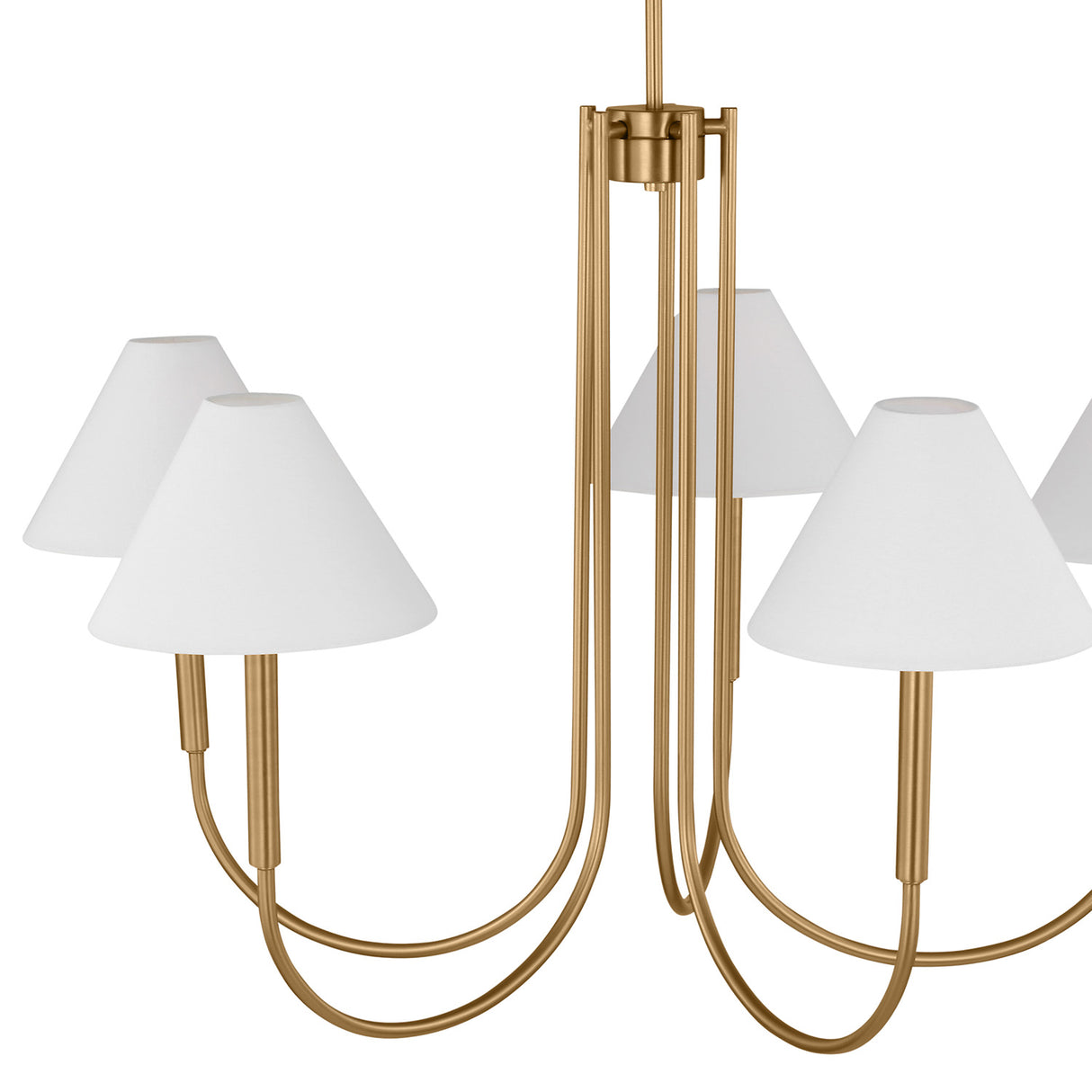 Hazelton 5 Light Chandelier 38", Satin Brass