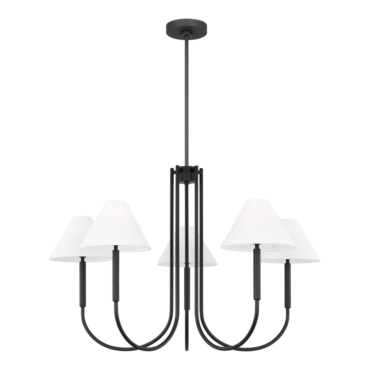 Hazelton 5 Light Chandelier 38", Matte Black