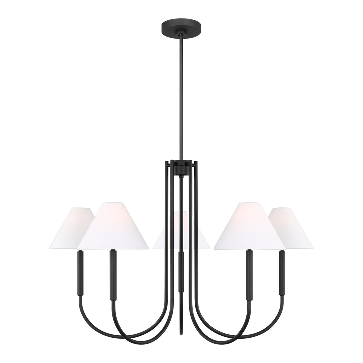 Hazelton 5 Light Chandelier 38", Matte Black