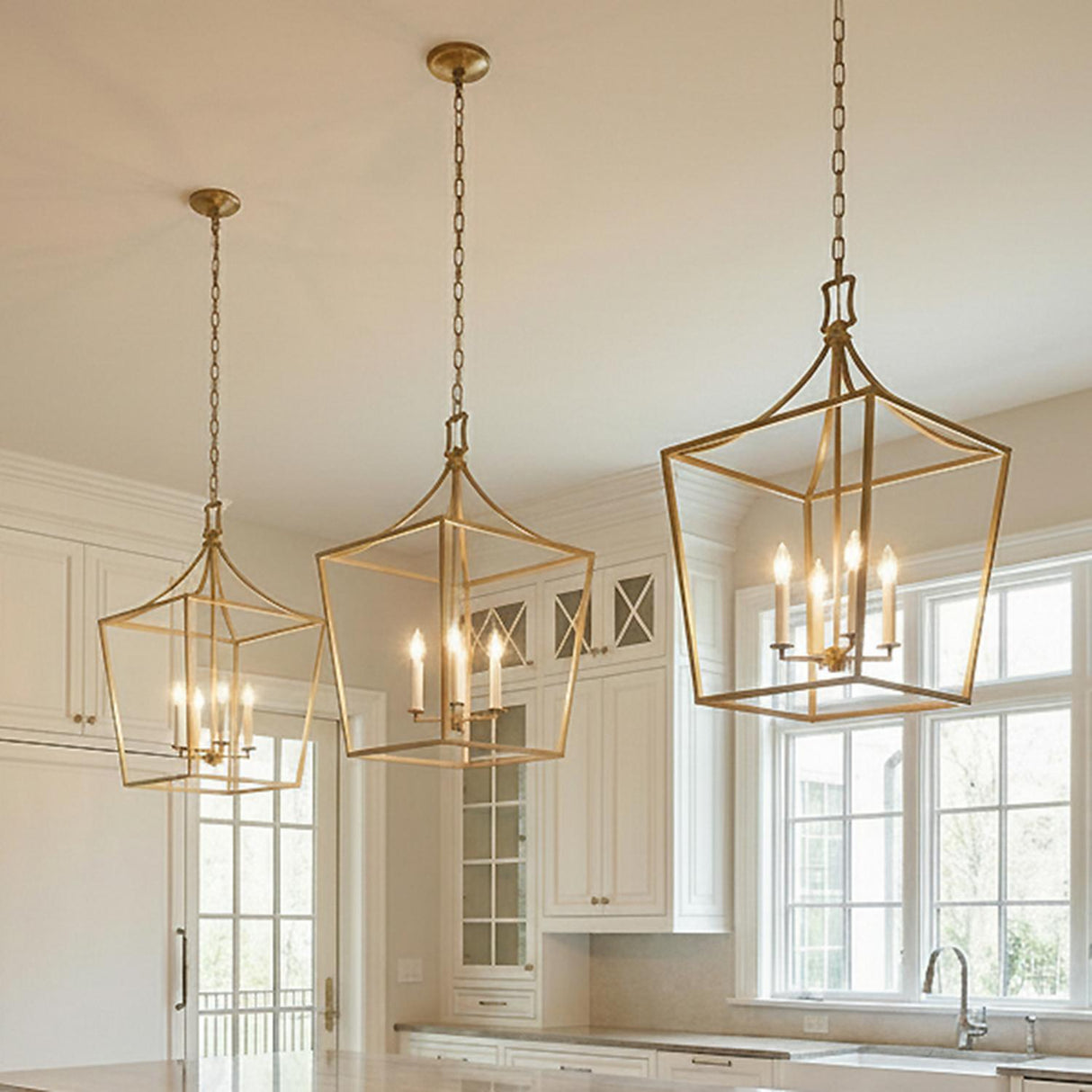 Grayden Large Lantern Pendant 18", Modern Brass