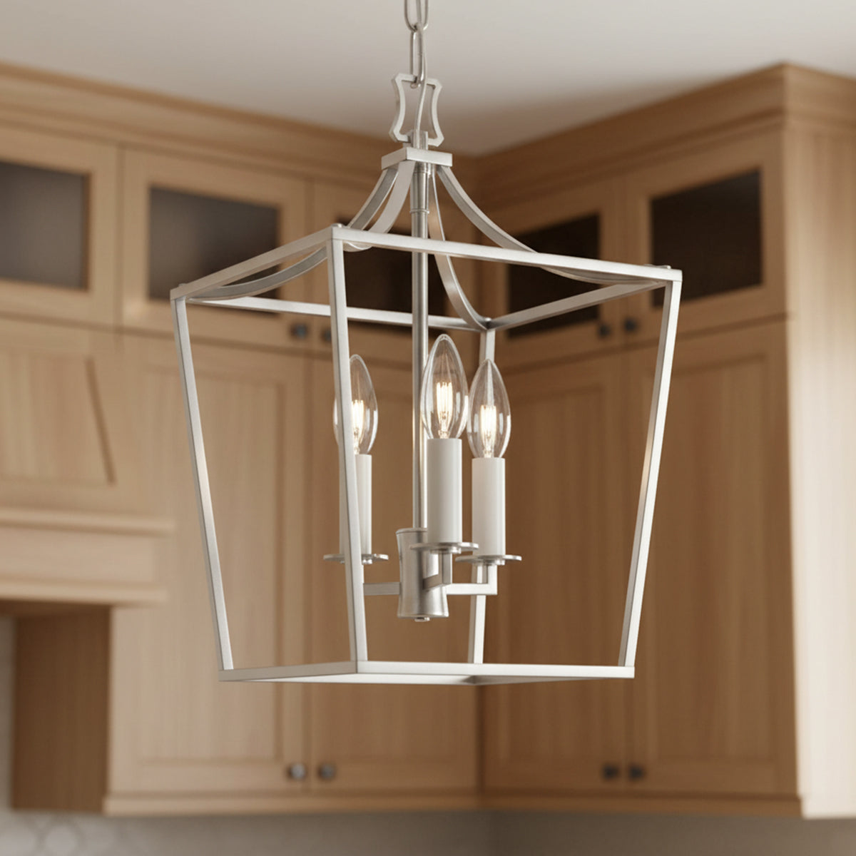 Grayden Small Lantern Pendant 10", Polished Nickel for Modern Farmhouse home with Wood Cabinets
