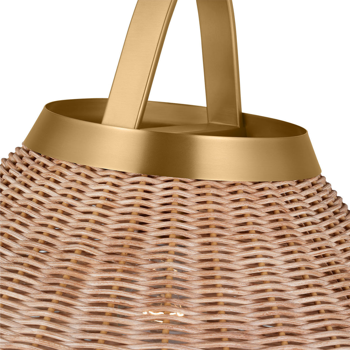 Paloma Pendant 30", Modern Brass and Rattan