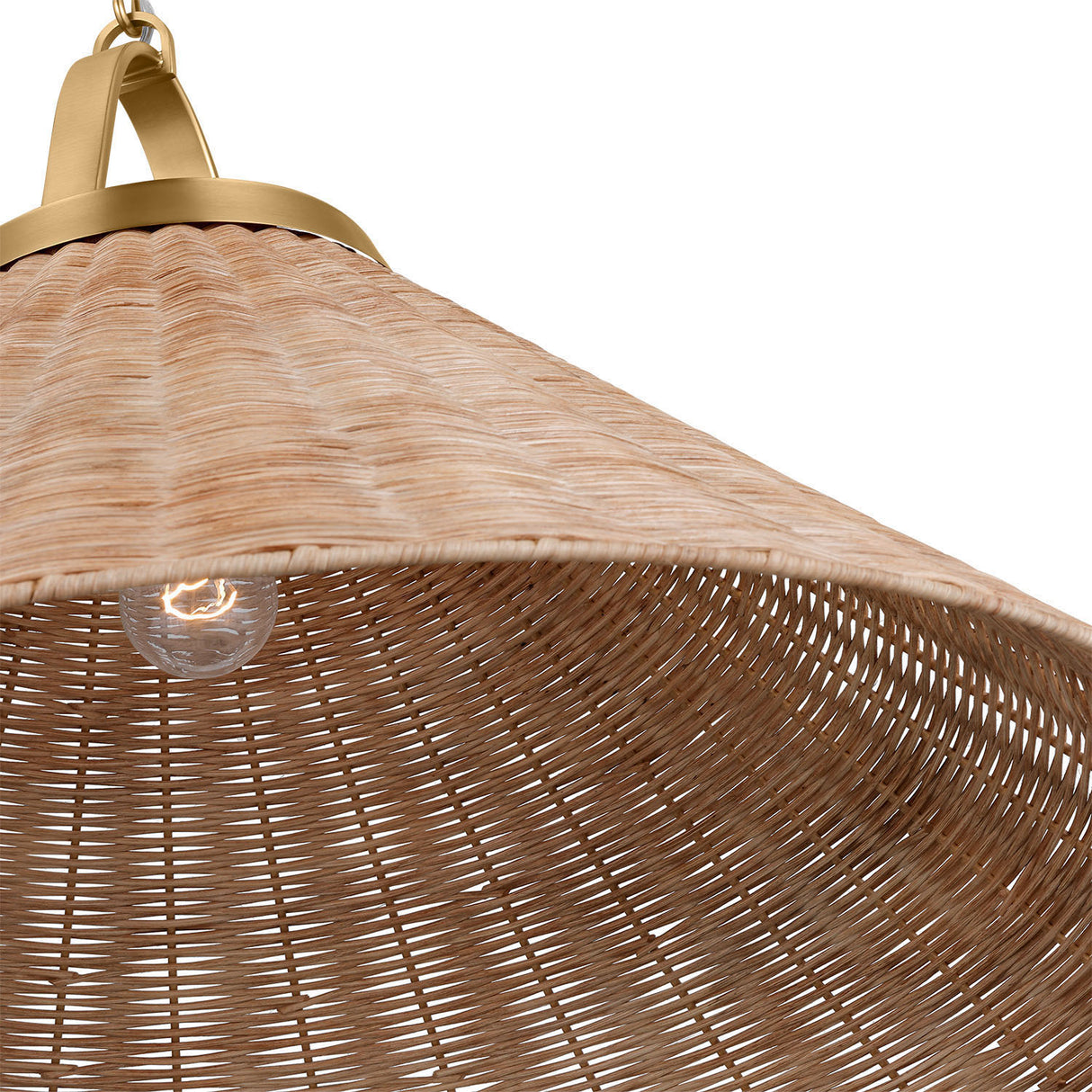 Paloma Pendant 30", Modern Brass and Rattan