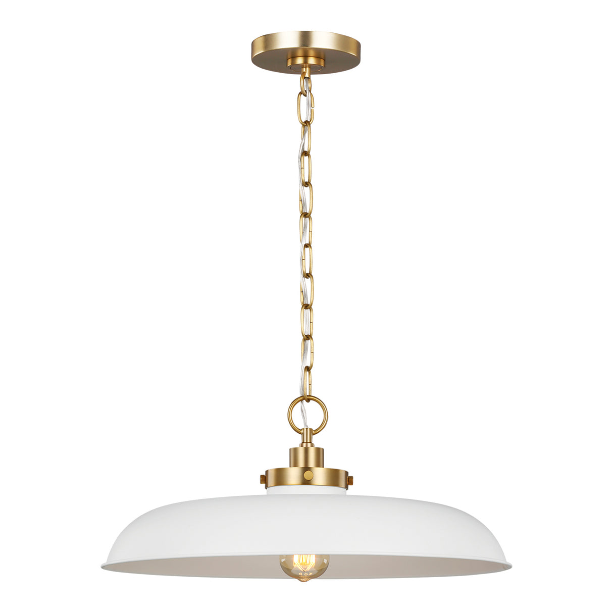 Franklin Pendant 20", Matte White and Modern Brass