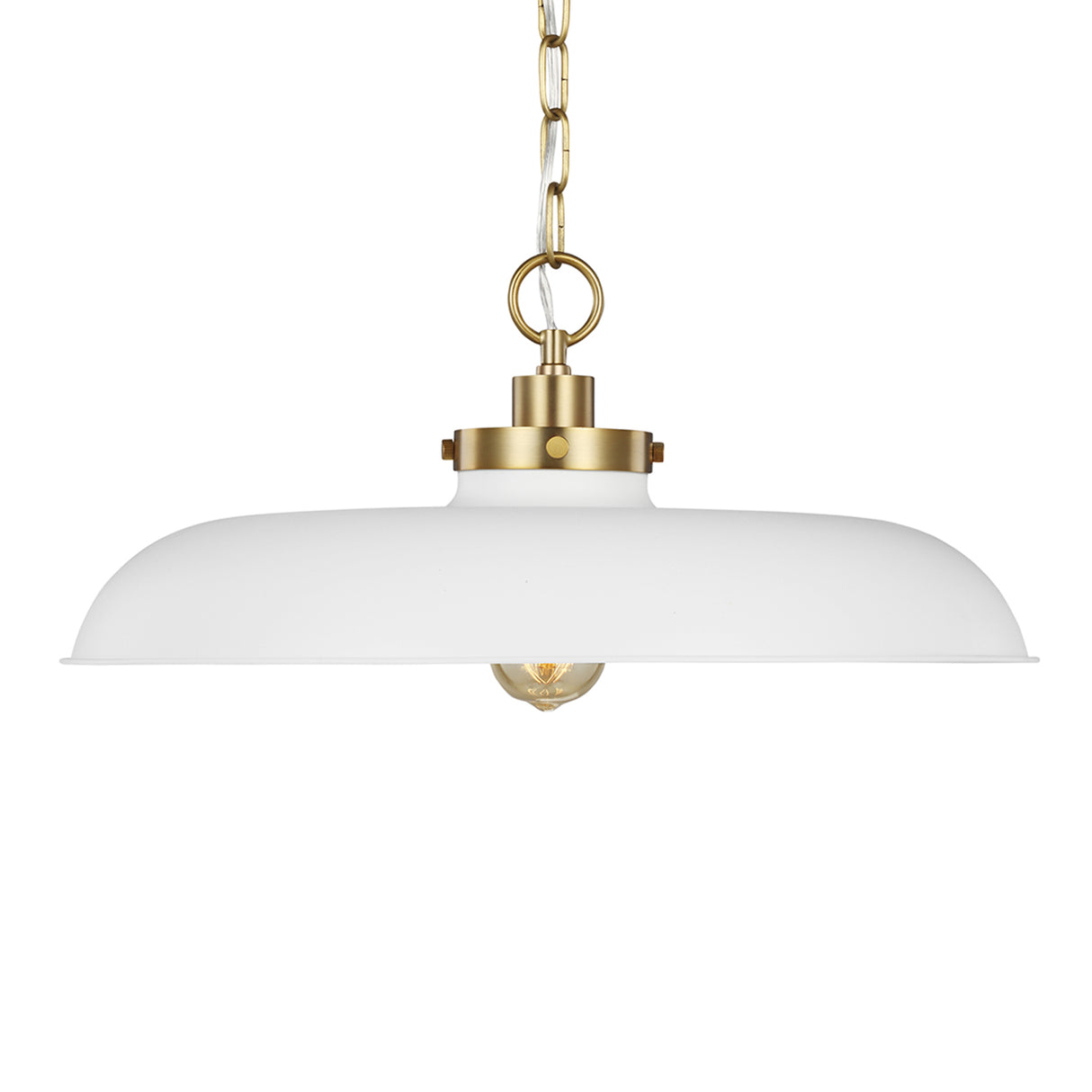 Franklin Pendant 20", Matte White and Modern Brass