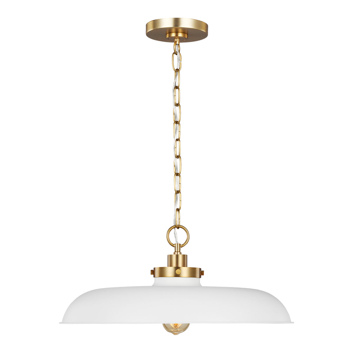 Franklin Pendant 20", Matte White and Modern Brass