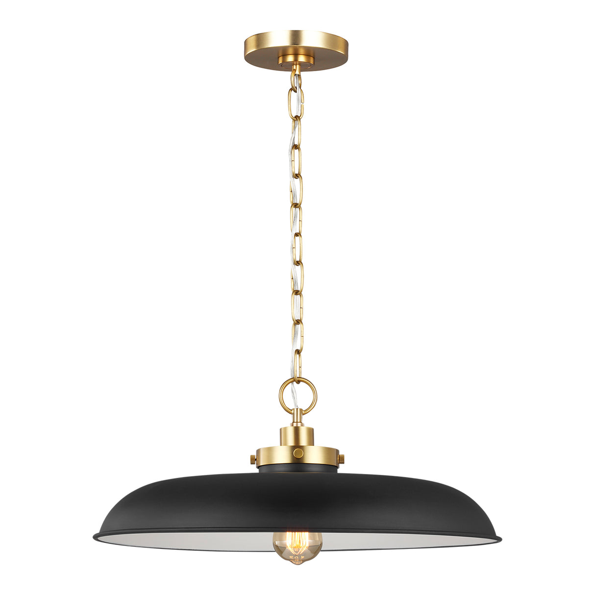 Franklin Pendant 20", Matte Black and Modern Brass