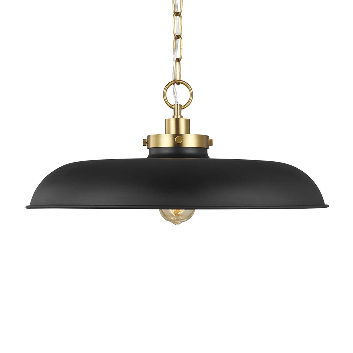 Franklin Pendant 20", Matte Black and Modern Brass