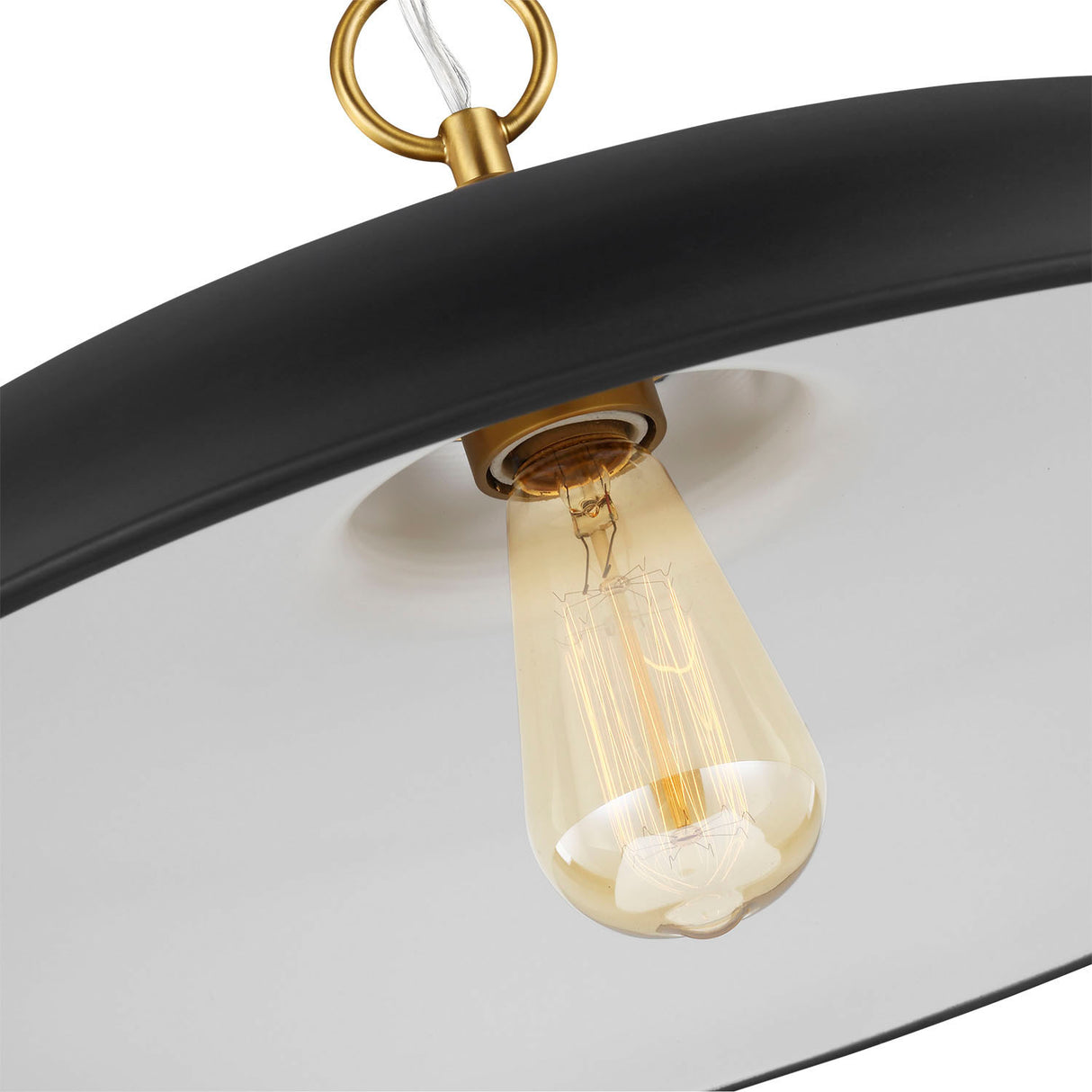 Franklin Pendant 20", Matte Black and Modern Brass