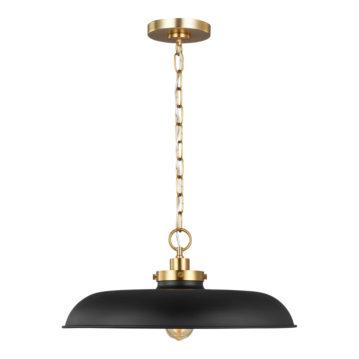 Franklin Pendant 20", Matte Black and Modern Brass
