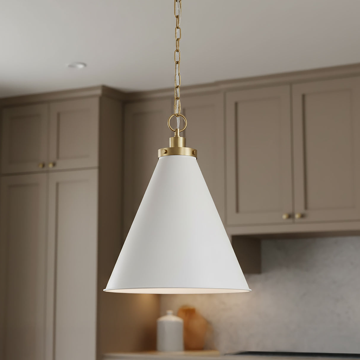 Classon Medium Pendant 16" for Modern Farmhouse home with White Cabinetry
