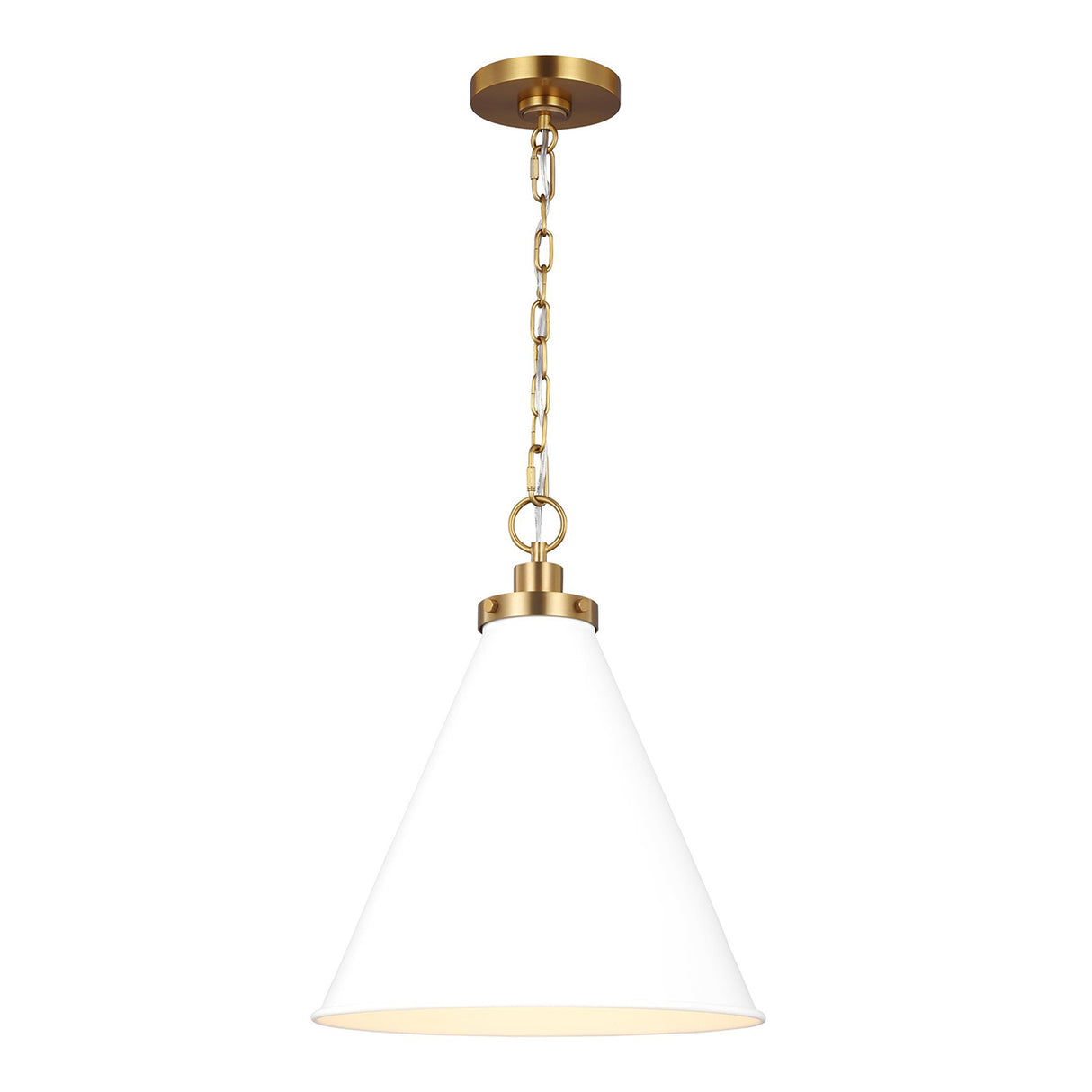 Classon Medium Pendant 16", Matte White and Modern Brass