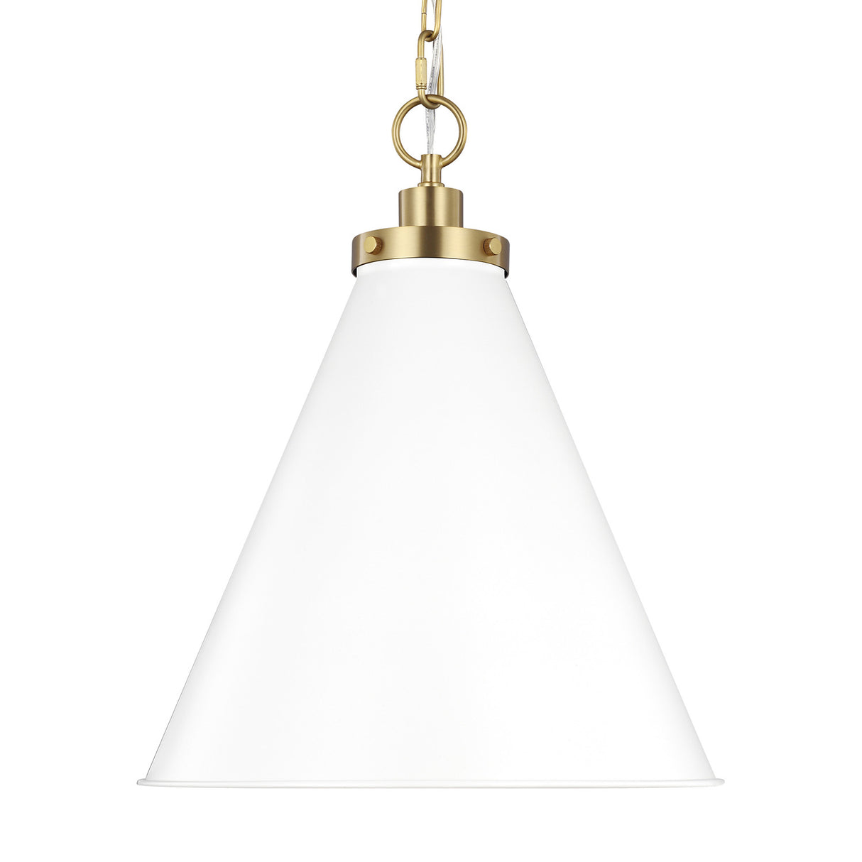 Classon Medium Pendant 16", Matte White and Modern Brass