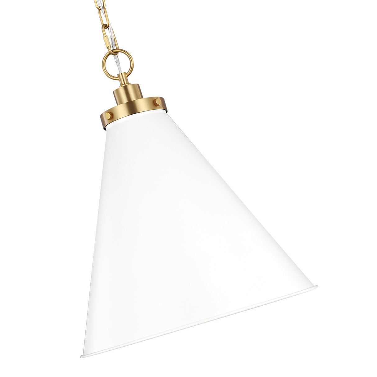 Classon Medium Pendant 16", Matte White and Modern Brass