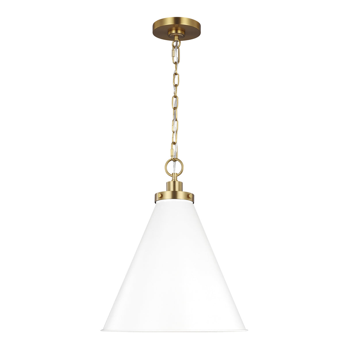 Classon Medium Pendant 16", Matte White and Modern Brass