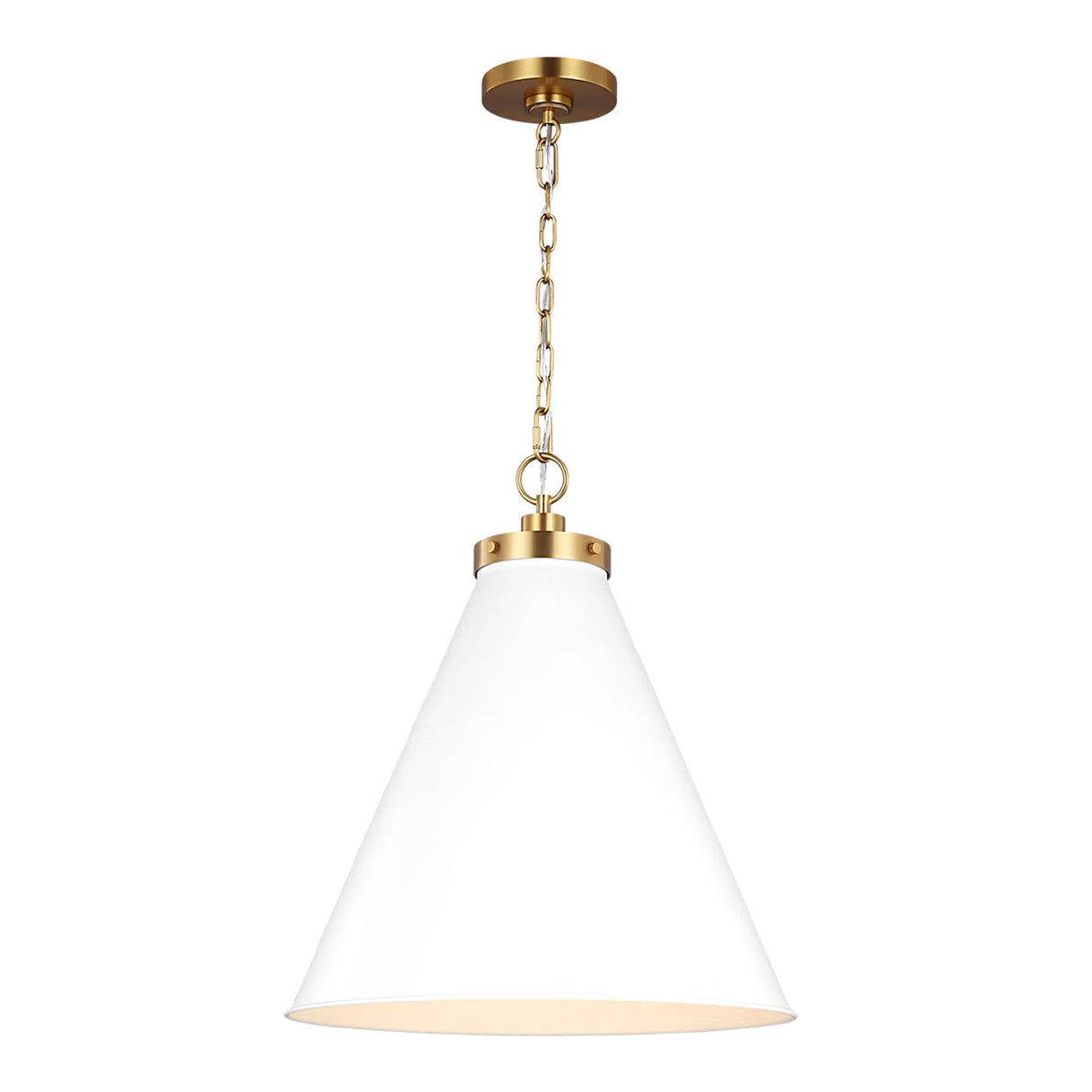 Classon Large Pendant 19", Matte White and Modern Brass