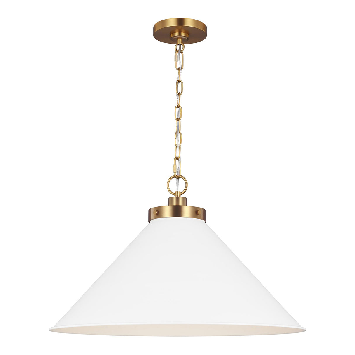 Classon Wide Pendant 23", Matte White and Modern Brass