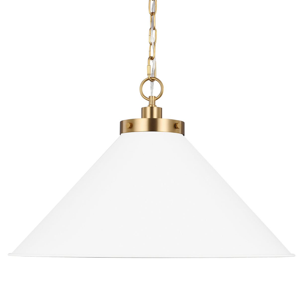 Classon Wide Pendant 23", Matte White and Modern Brass