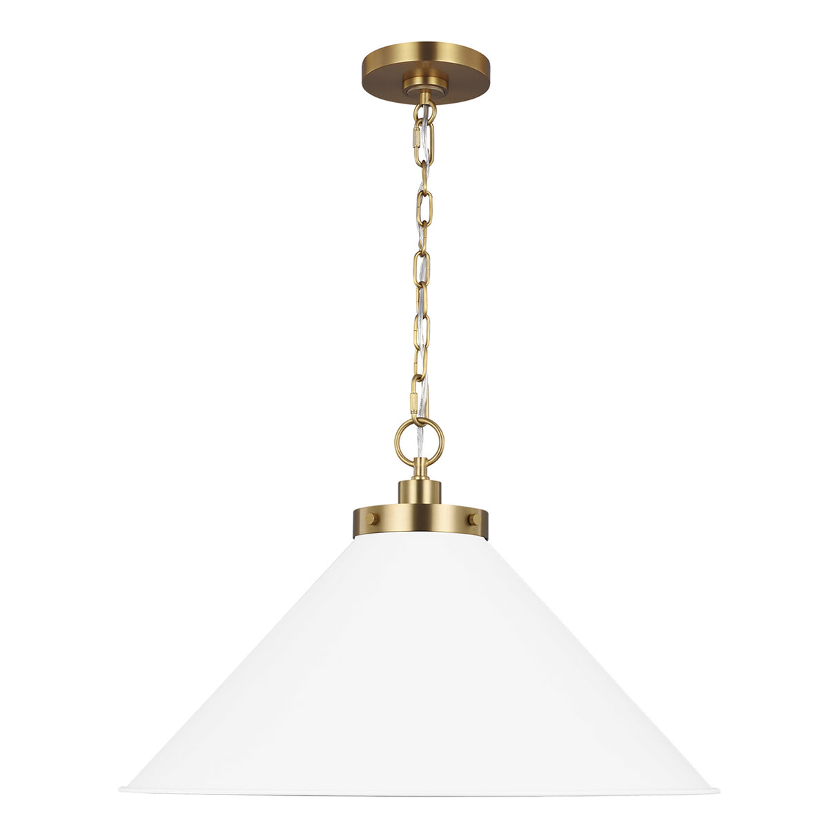 Classon Wide Pendant 23", Matte White and Modern Brass