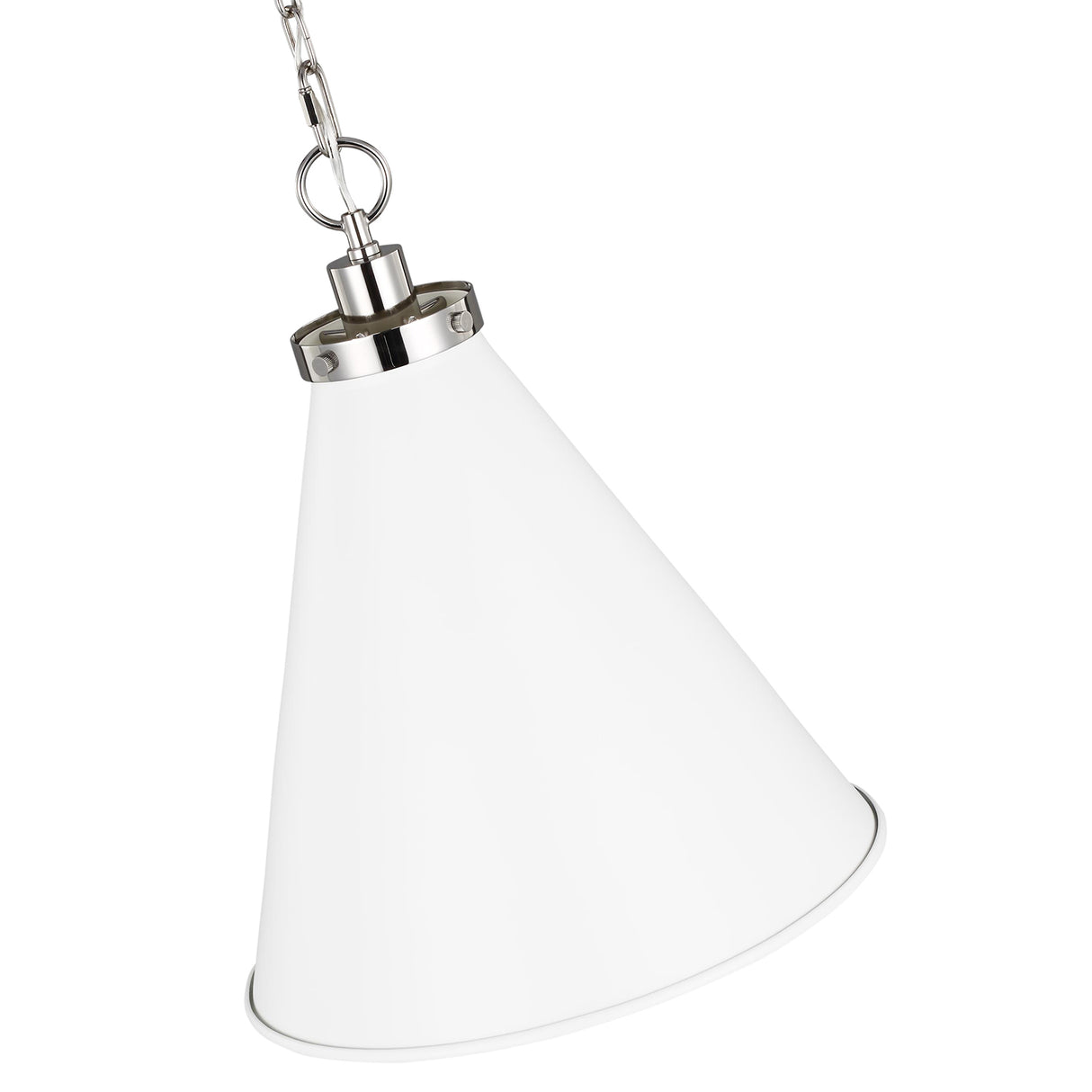 Classon Medium Pendant 16", Matte White and Polished Nickel