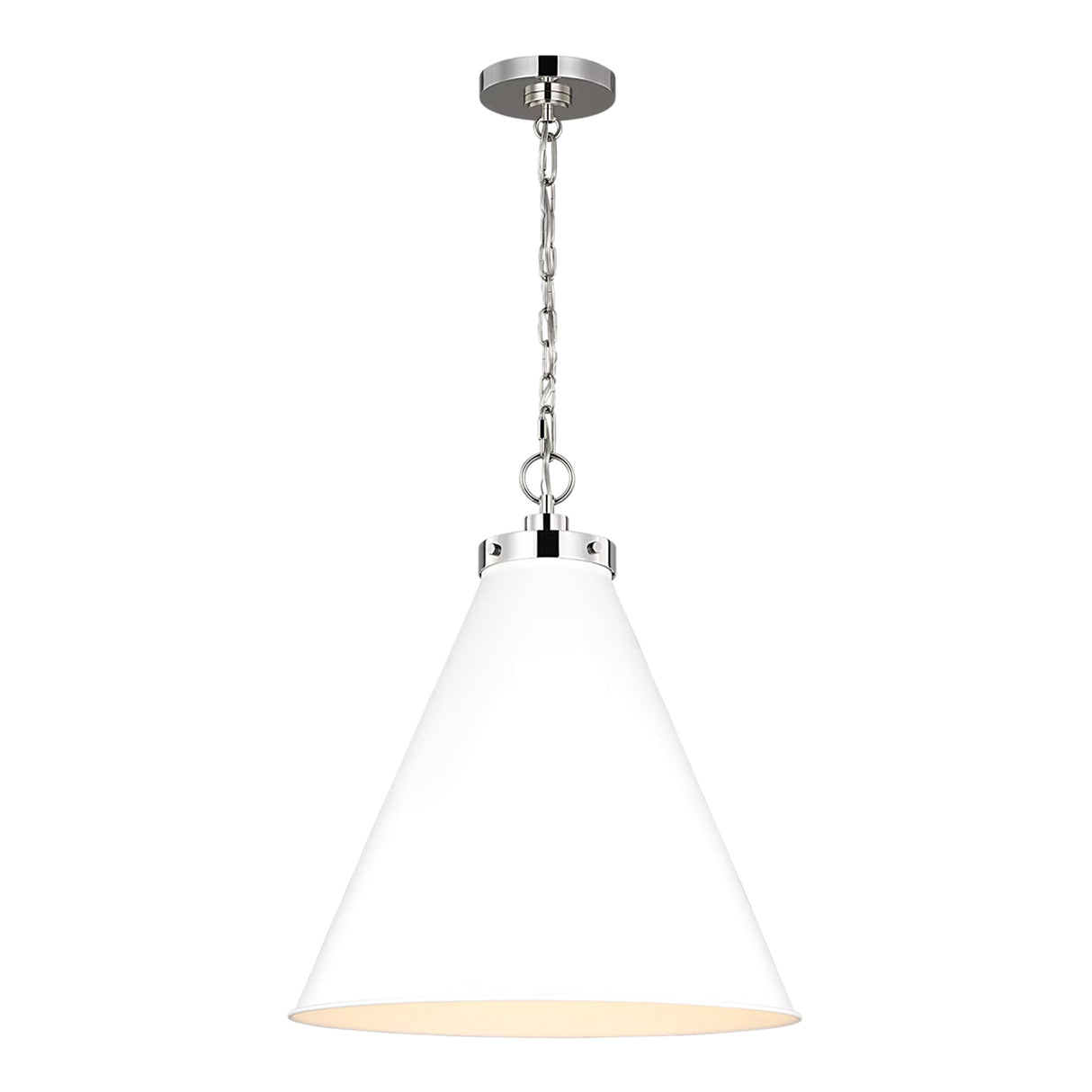 Classon Large Pendant 19", Matte White and Polished Nickel