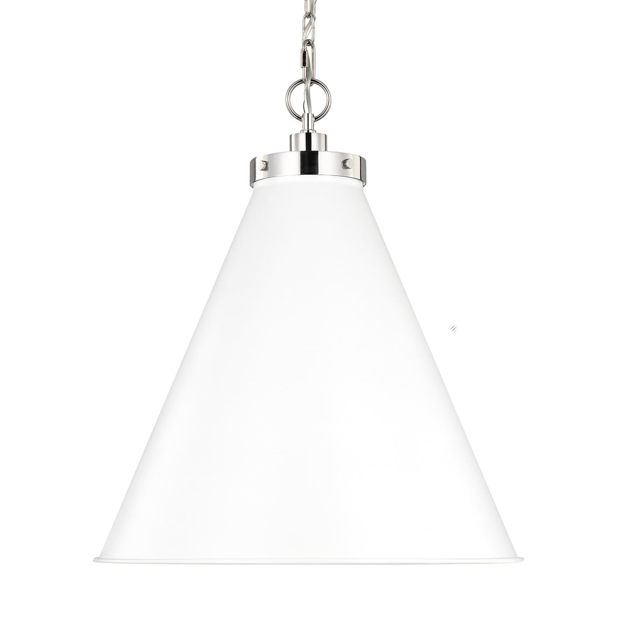 Classon Large Pendant 19", Matte White and Polished Nickel