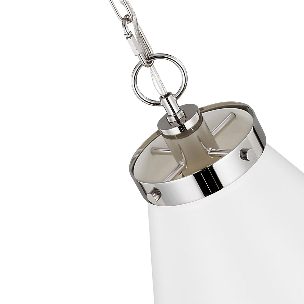 Classon Large Pendant 19", Matte White and Polished Nickel