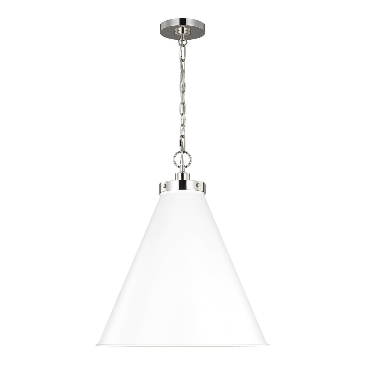 Classon Large Pendant 19", Matte White and Polished Nickel
