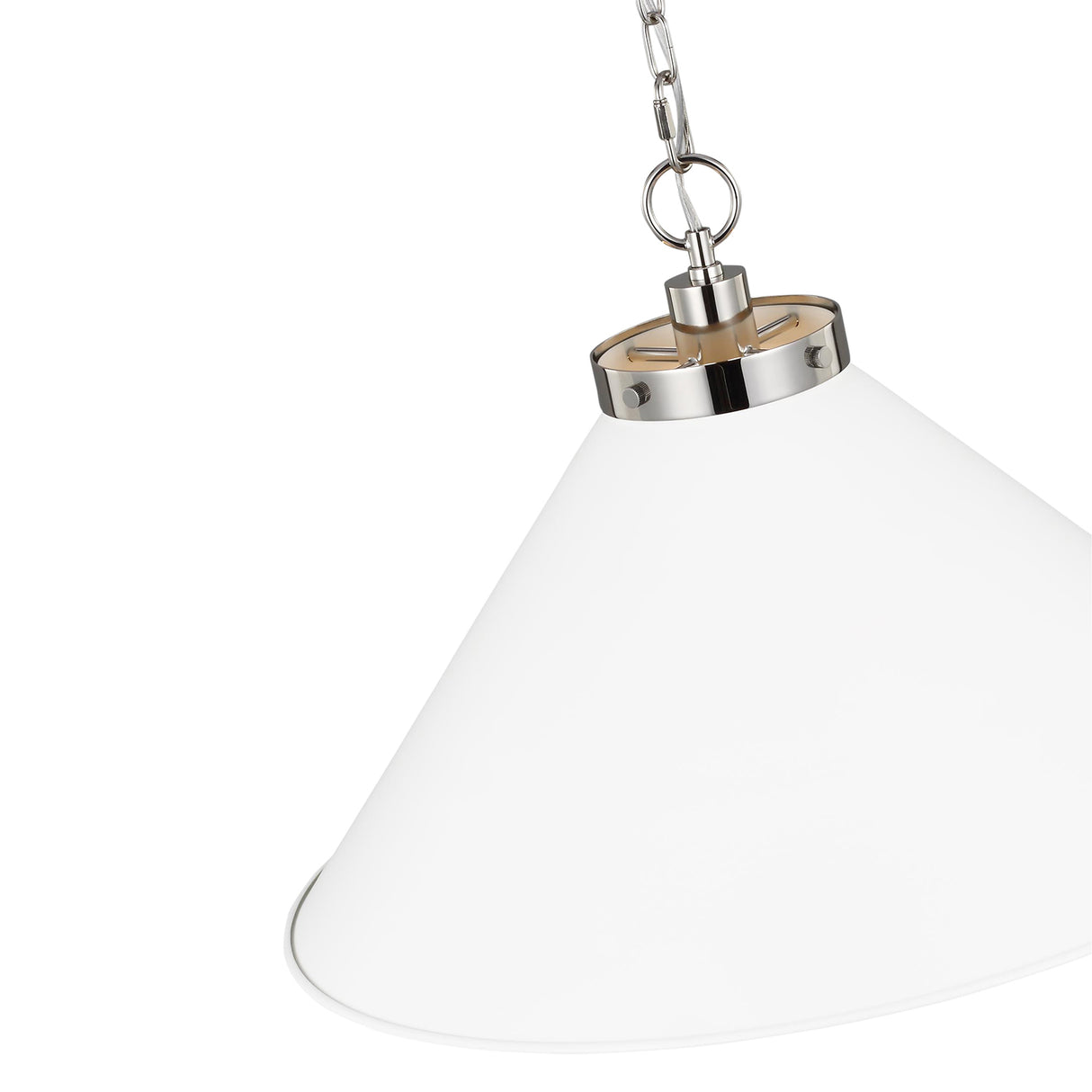 Classon Wide Pendant 23", Matte White and Polished Nickel