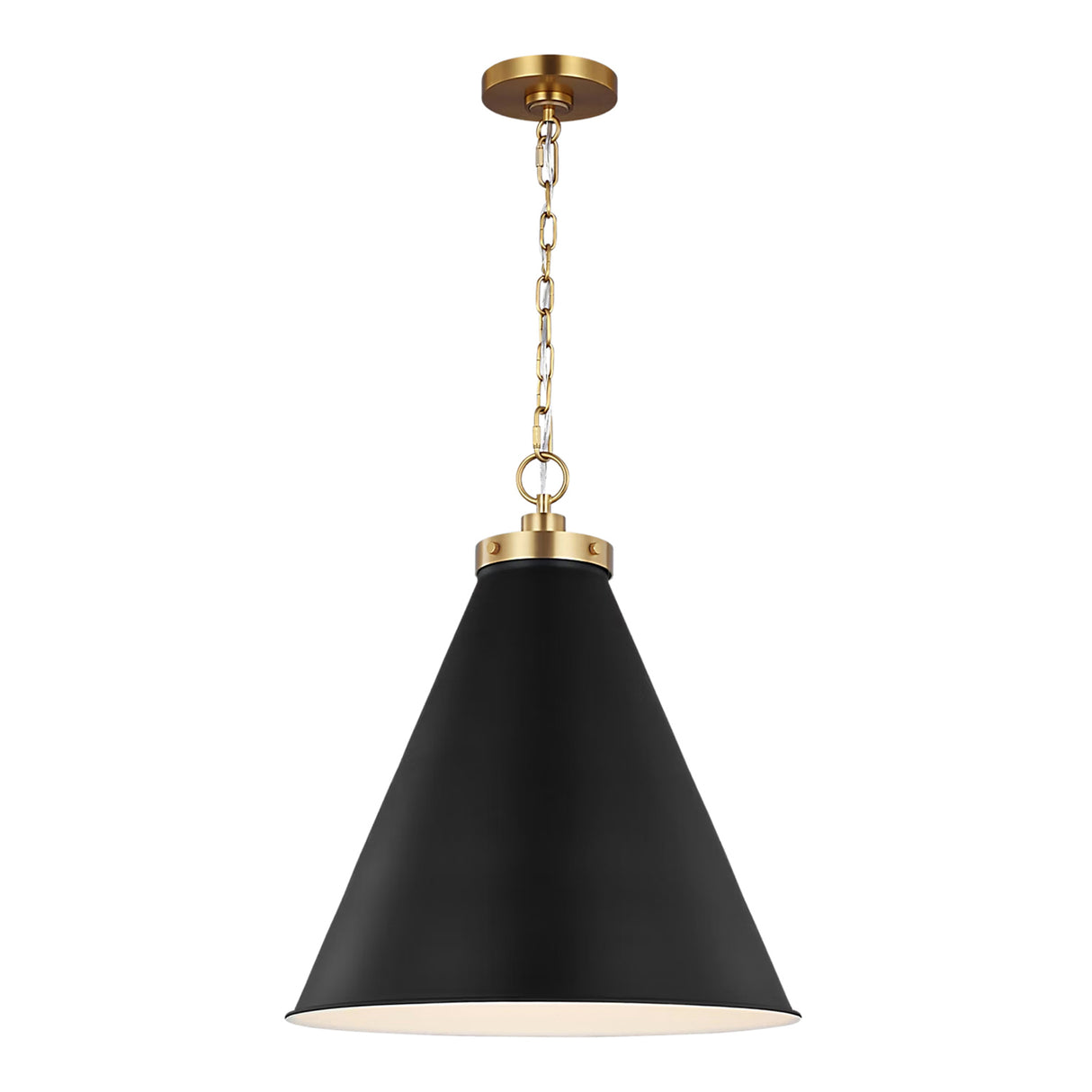 Classon Large Pendant 19", Matte Black and Modern Brass