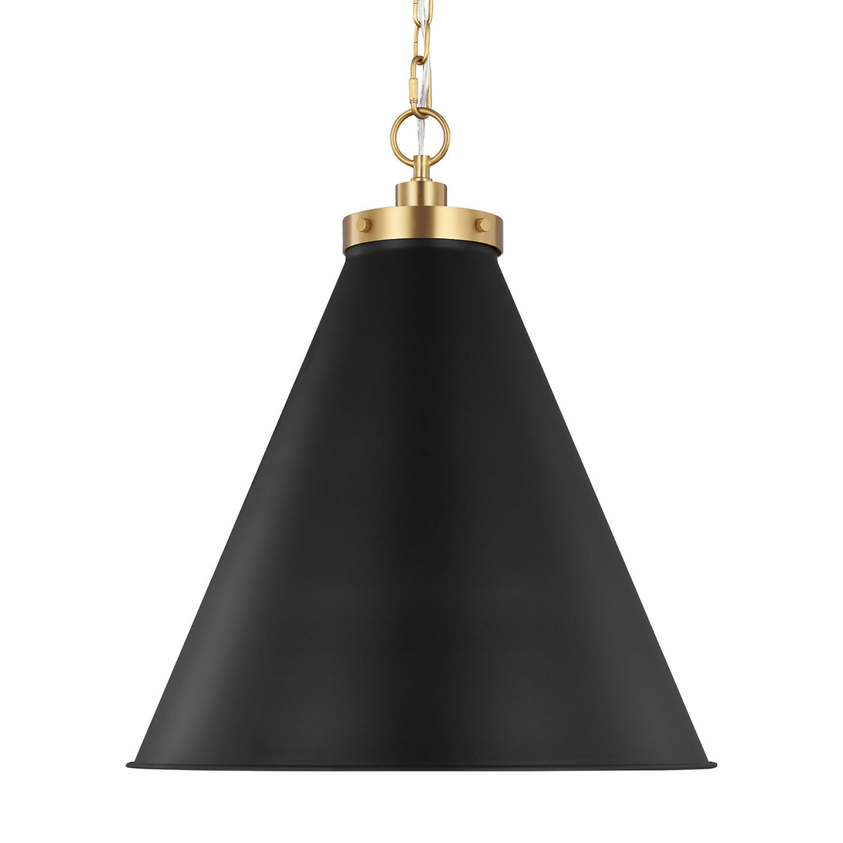 Classon Large Pendant 19", Matte Black and Modern Brass