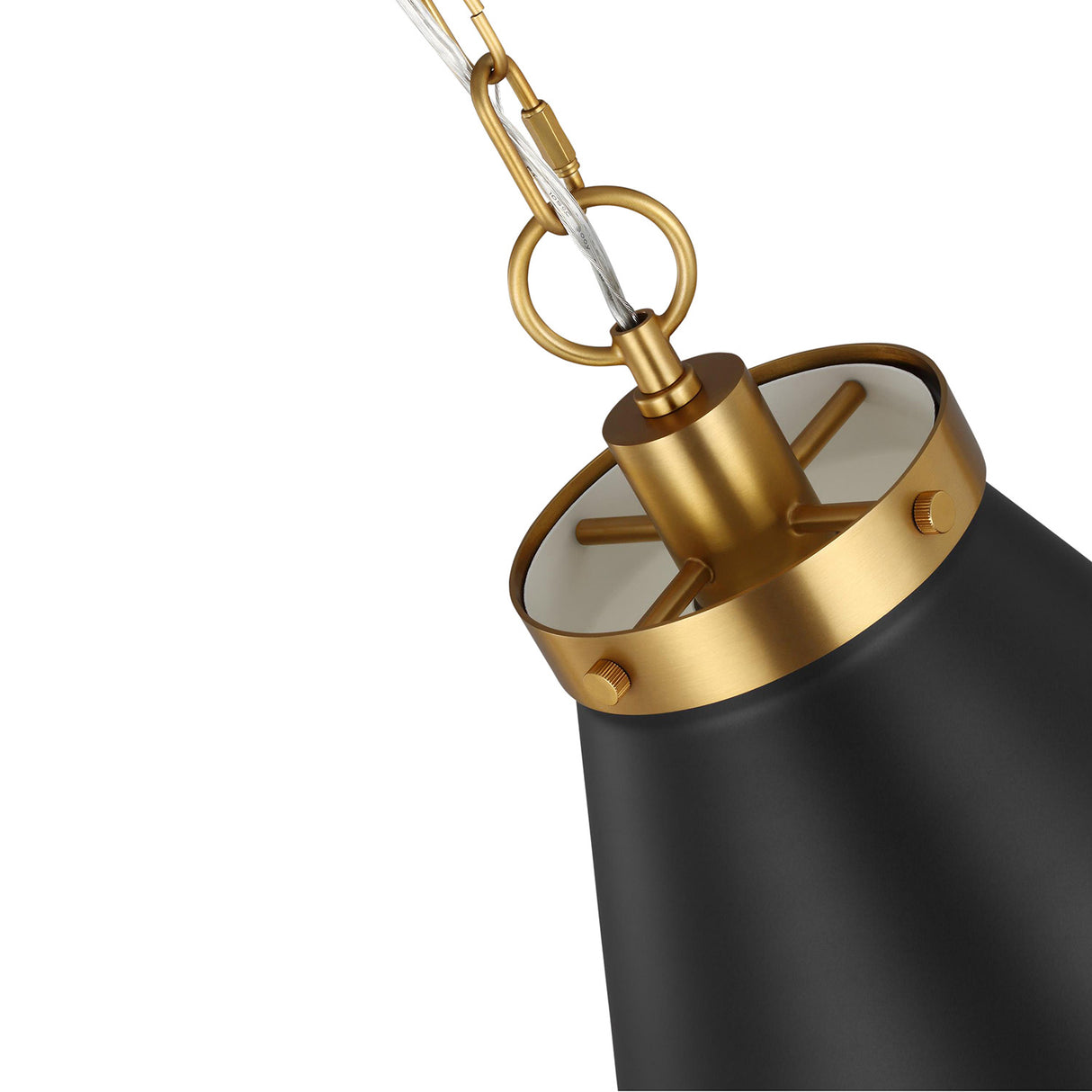 Classon Large Pendant 19", Matte Black and Modern Brass