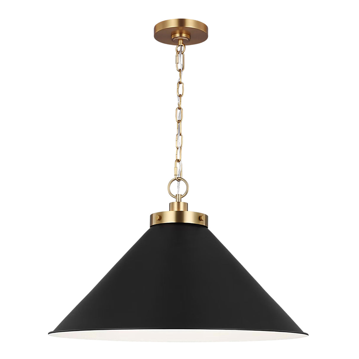 Classon Wide Pendant 23", Matte Black and Modern Brass