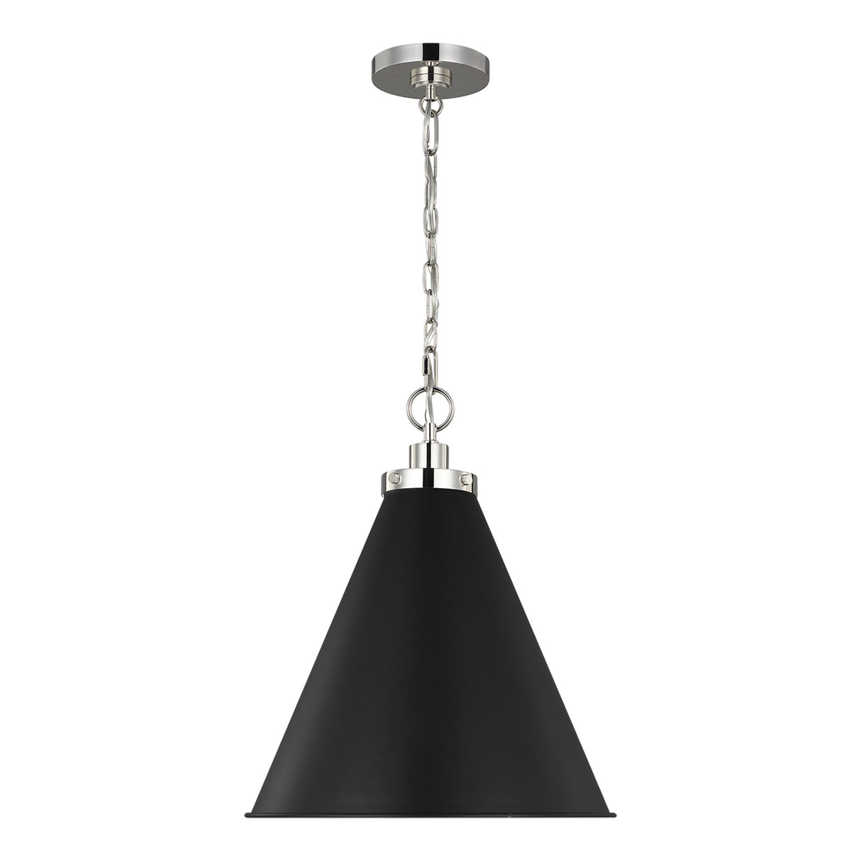 Classon Medium Pendant 16", Matte Black and Polished Nickel