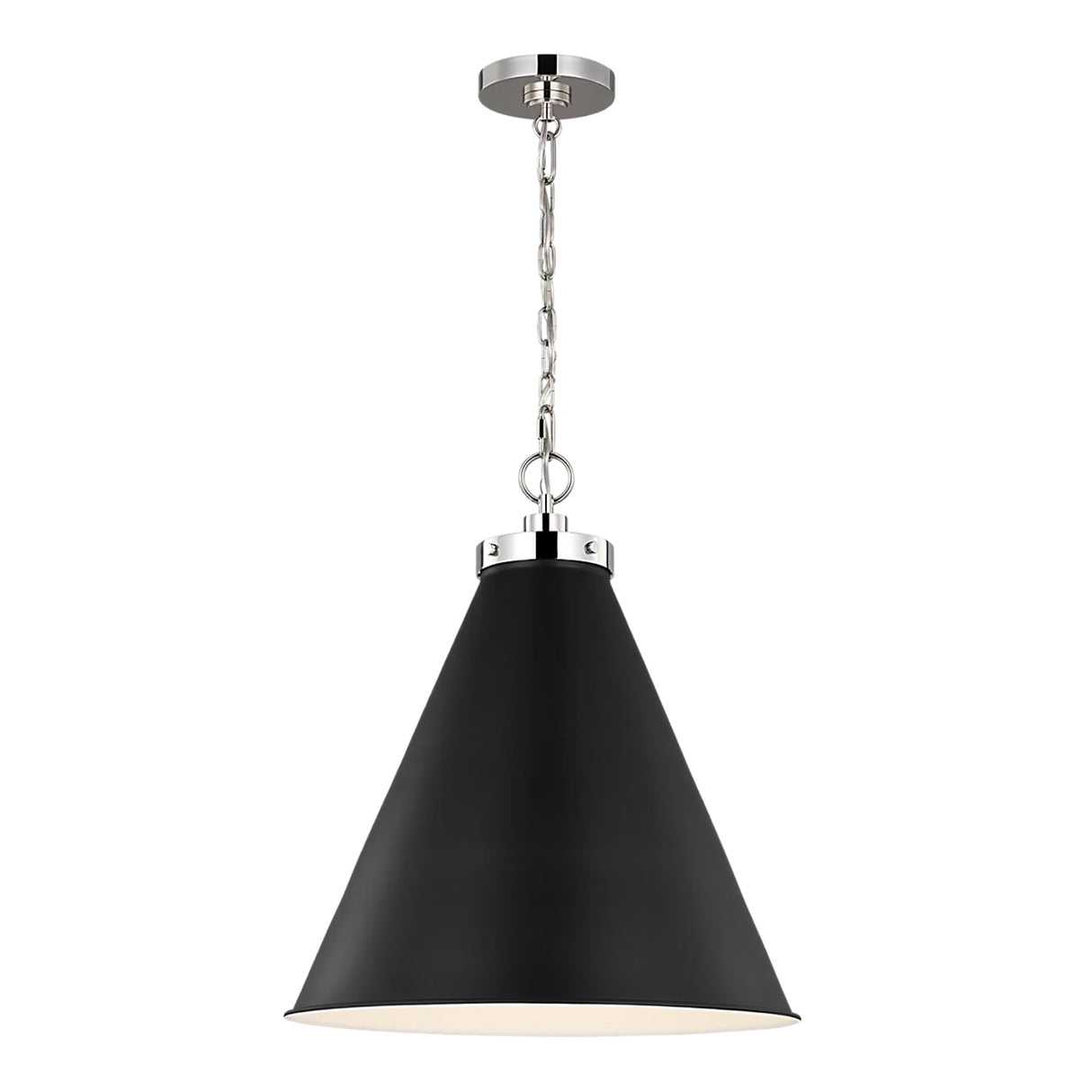 Classon Large Pendant 19", Matte Black and Polished Nickel