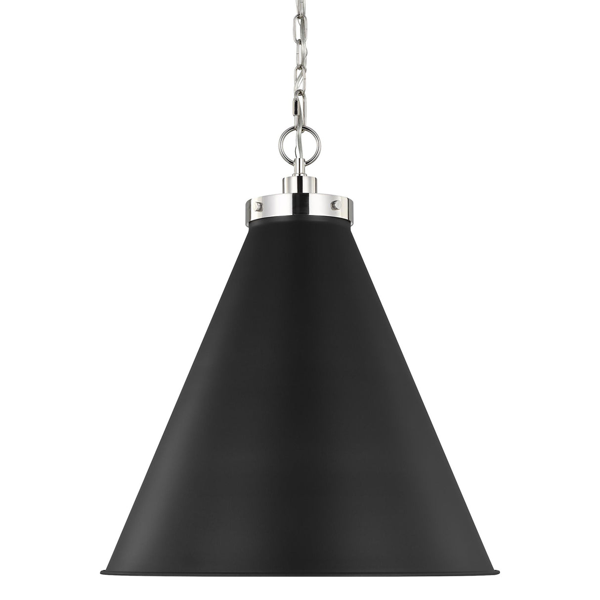 Classon Large Pendant 19", Matte Black and Polished Nickel