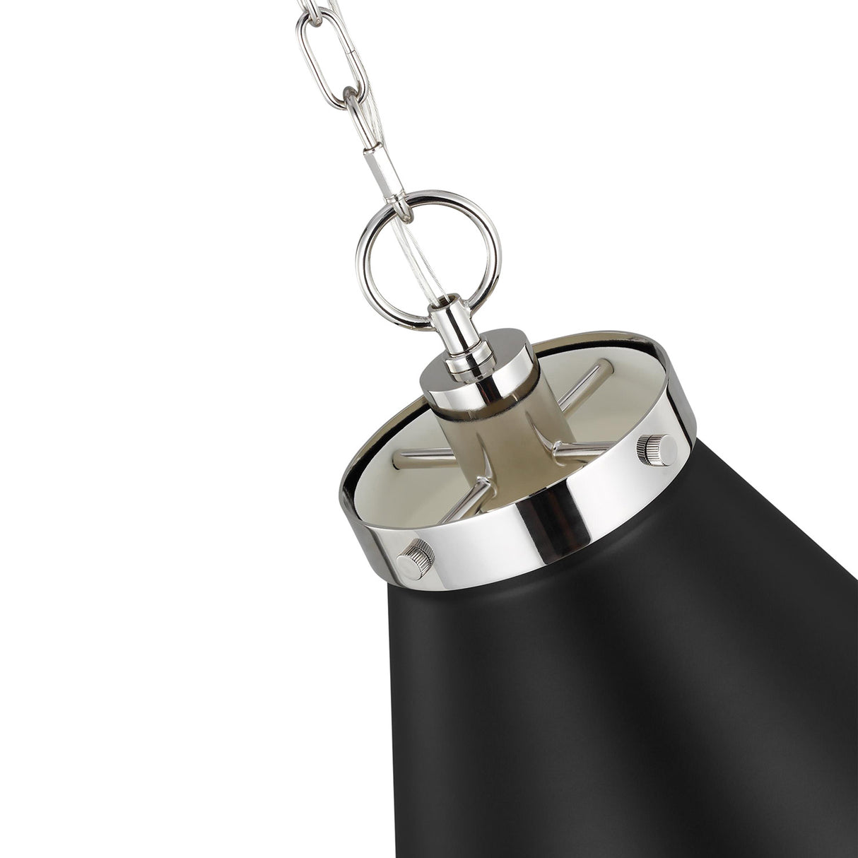 Classon Large Pendant 19", Matte Black and Polished Nickel