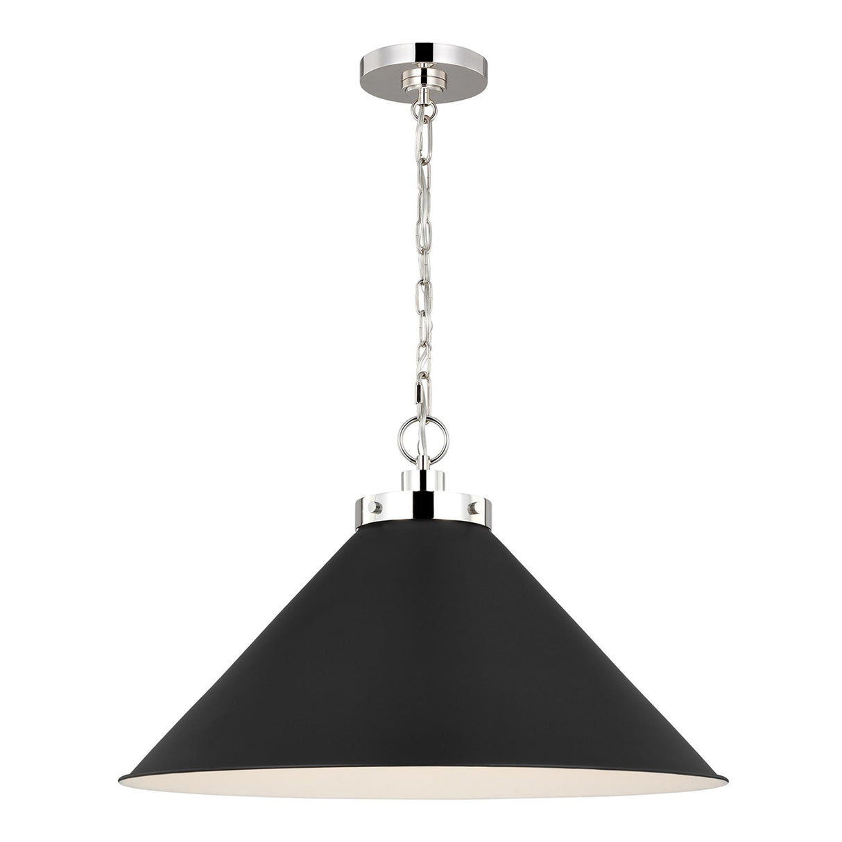 Classon Wide Pendant 23", Matte Black and Polished Nickel