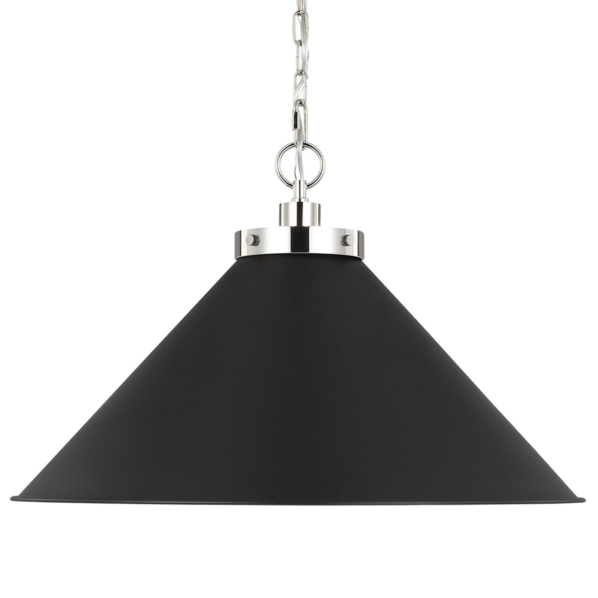 Classon Wide Pendant 23", Matte Black and Polished Nickel