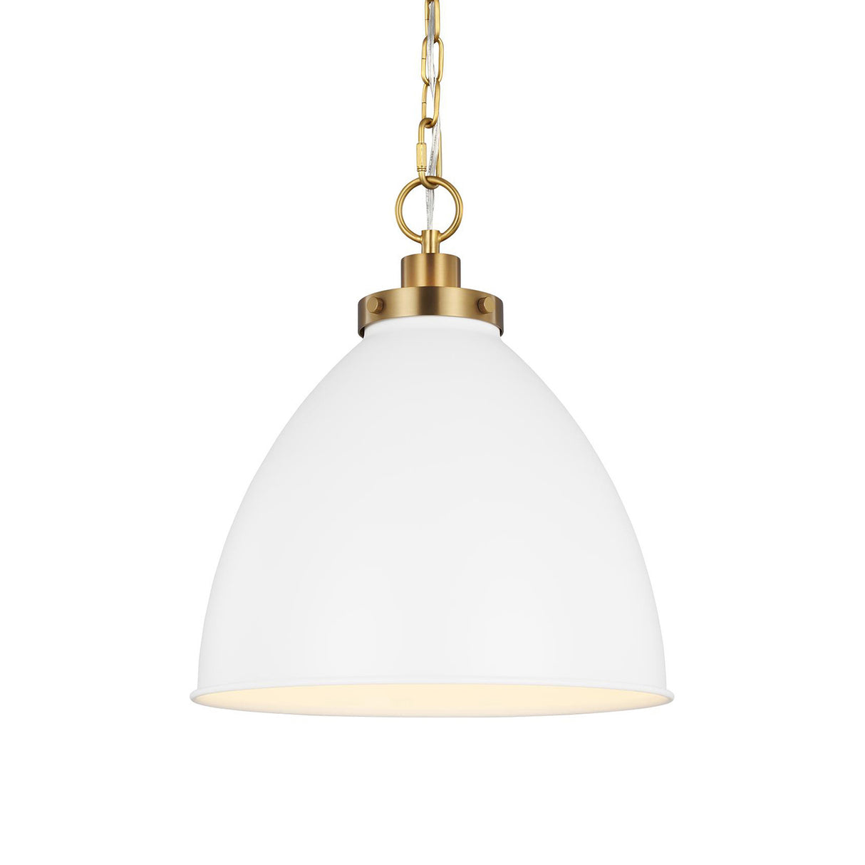 Rodney Medium Pendant 16", Matte White and Modern Brass