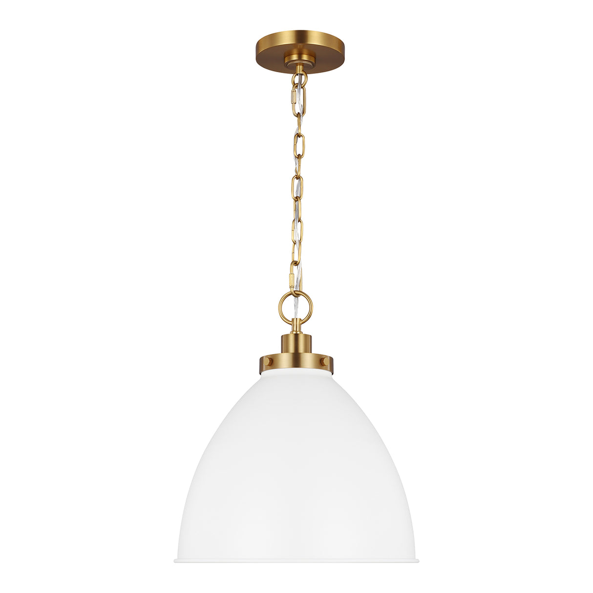 Rodney Medium Pendant 16", Matte White and Modern Brass