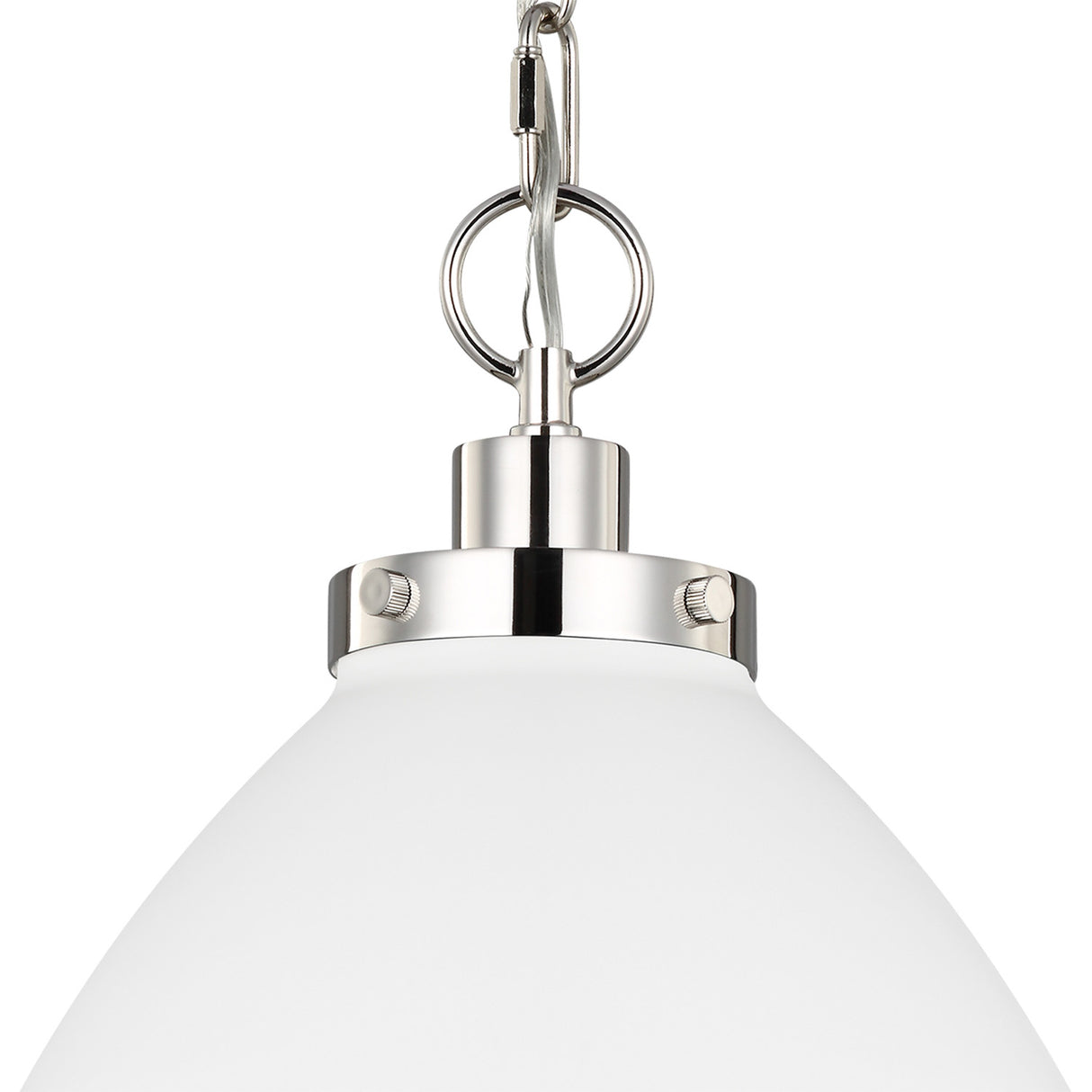 Rodney Medium Pendant 16", Matte White and Polished Nickel